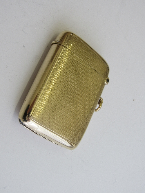 9ct gold vesta case, Birmingham 1851, in very good condition, weight 31.9gms. Estimate £650-750. - Image 2 of 2