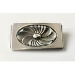 A rare Georg Jensen brooch designed by Henry Pilstrup, stepped rectangular silver with lotus