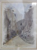 2 framed & glazed watercolours: Zurich Sept 1881 & Hollenthall Pass Sept 1883