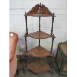 Walnut corner wot-not. Estimate £30-50.