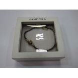 Pandora charm bracelet in Pandora presentation box. Estimate £15-30.