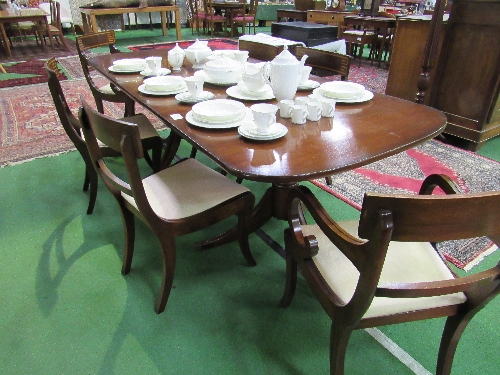 Mahogany extending dining table, 230cms (extended) x 99cms x 77cms with 4 chairs & 2 carvers - Image 2 of 4