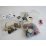 Qty of buttons, earrings, necklace & other accessories. Estimate £10-20.