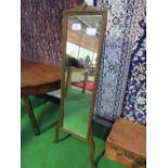Oak framed cheval mirror. Estimate £10-20.