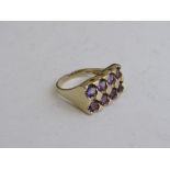 14ct gold & amethyst ring, size Q 1/2, weight 6.9gms. Estimate £300-350.