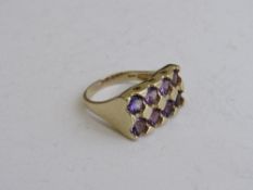 14ct gold & amethyst ring, size Q 1/2, weight 6.9gms. Estimate £300-350.