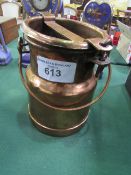 Rare copper Victorian half gallon milk churn with a detachable lid. Estimate £60-80.