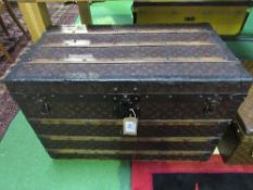 Louis Vuitton monogrammed courier trunk, steel bound, 80cms x 47cms x 54cms. Estimate £2,000-2,200.