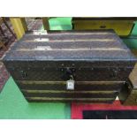 Louis Vuitton monogrammed courier trunk, steel bound, 80cms x 47cms x 54cms. Estimate £2,000-2,200.