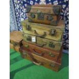 Collection of 6 vintage suitcases, ideal for shop display (assorted shapes). Estimate £30-50.