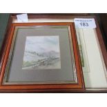 2 framed & glazed watercolours of landscapes by Alan Matthews & a framed & glazed print of a