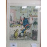 2 framed & glazed limited edition satirical prints: Temperance enjoying a Frugal Meal & A Voluptuary