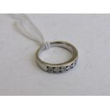 9ct white gold 7 stone half eternity ring, size J, weight 2.3gms. Estimate £70-90.