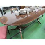 Mahogany D-end extending dining table, 244cms (extending) x 104cms.