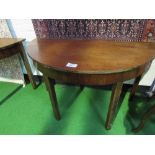 2 Georgian mahogany demi-lune console tables which fit together to make a circular table, 120cms x