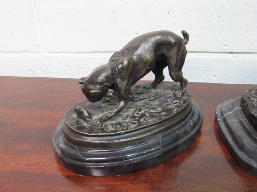 Bronze dog with rat figure, signed Barrie & another of a Boxer dog - Image 2 of 4