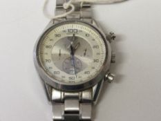 Heuer Mikrograph Limited Edition 1 of 150 c/w TAG Heuer white metal strap. Estimate £100-200.
