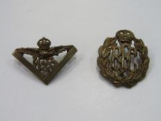 Royal Flying Corps Cap Badge, 1918 & Royal Flying Corps Works & Buildings cap badge. Estimate £20-