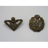 Royal Flying Corps Cap Badge, 1918 & Royal Flying Corps Works & Buildings cap badge. Estimate £20-