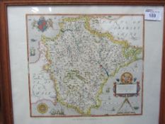 3 framed & glazed maps of Devonshire, Nottingham & Staffordshire