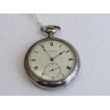 Silver coloured cased Omega pocket watch from Ollivant & Botsford, Manchester, going order. Estimate