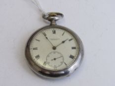 Silver coloured cased Omega pocket watch from Ollivant & Botsford, Manchester, going order. Estimate