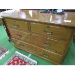 Mahogany 2 over 2 chest of drawers, 107cms x 52cms x 77cms. Estimate £20-40.