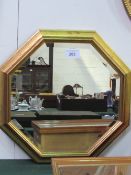 Hexagonal gilt framed bevel edge wall mirror. Estimate £20-30.