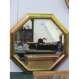 Hexagonal gilt framed bevel edge wall mirror. Estimate £20-30.