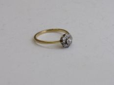 Tested 18ct gold diamond cluster ring, size O, weight 2.6gms. Estimate £250-300.