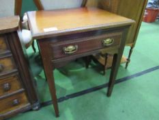 Display table with frieze drawer, 61cms x 54cms x 74cms. Estimate £10-20.