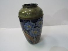 Royal Doulton vase, signed F.T.R., height 17.5cms. Estimate £30-40.