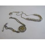 925 silver necklace & 925 silver bracelet. Estimate £20-30.