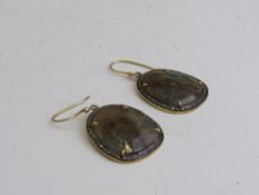 Pair of diamond & low quality sapphire earrings. Estimate £100-120.