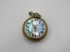 Swiss made Clara watches SA, Old England mother of pearl face lady's FOB watch, in working order.