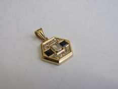 Gold, sapphire & diamond pendant, weight 3.3gms. Estimate £125-150.