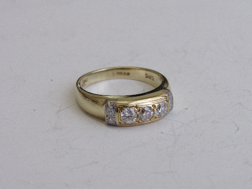 14ct gold & diamond ring, size N, weight 4.3gms. Estimate £300-400.