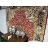 Red ground Keshan carpet, 2.8m x 2m. Estimate £60-80.