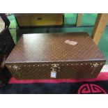 Louis Vuitton monogrammed canvas motor trunk with sloped rear c/w fitted interior, 86cms x 53cms x