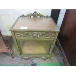 Brass & frosted glass floor-standing cabinet, 46cms x 34cms x 63cms. Estimate £20-30.