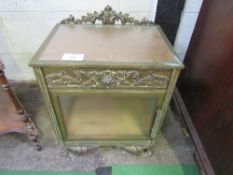 Brass & frosted glass floor-standing cabinet, 46cms x 34cms x 63cms. Estimate £20-30.