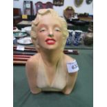 Vintage plaster bust of Marilyn Munroe. Estimate £10-20.