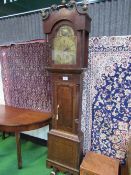 Oak long case clock with brass dial, break arch, second & date apetures by Charles Butcher, Bedford,