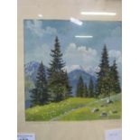 Framed & glazed watercolour of Black Forest scene signed by the artist