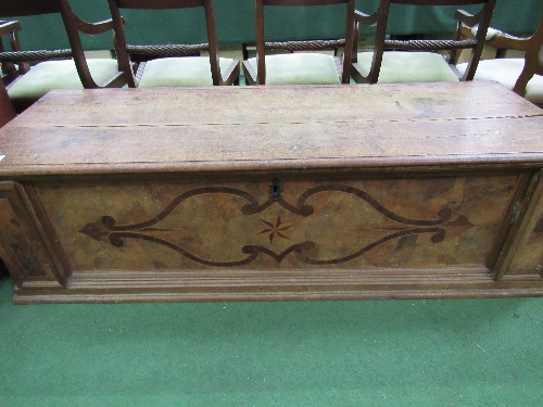 Very large 19th century mahogany German wedding chest with inlaid design to front & moulded base - Image 3 of 5