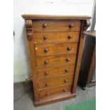 Mahogany Wellington chest, complete with key, 61cms x 45cms x . Estimate £40-60.