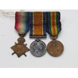 Miniature British Campaign medal set: 1914-15 Star; British war medal; Victory medal, clasp by