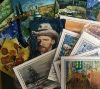 Collection of 16 copies of impressionist paintings (unframed). Estimate £10-20.