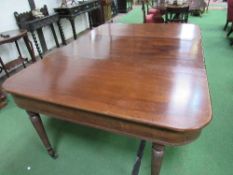 Edwardian extendable mahogany dining table on tapered fluted legs to brass castors, 180cms (