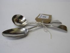 Hallmarked silver ladle marked Glasgow 1837 & a Georgian silver tablespoon, London 1787, total